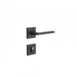 Fechadura 3f 740e12755PF externa roseta quadrada preto fosco